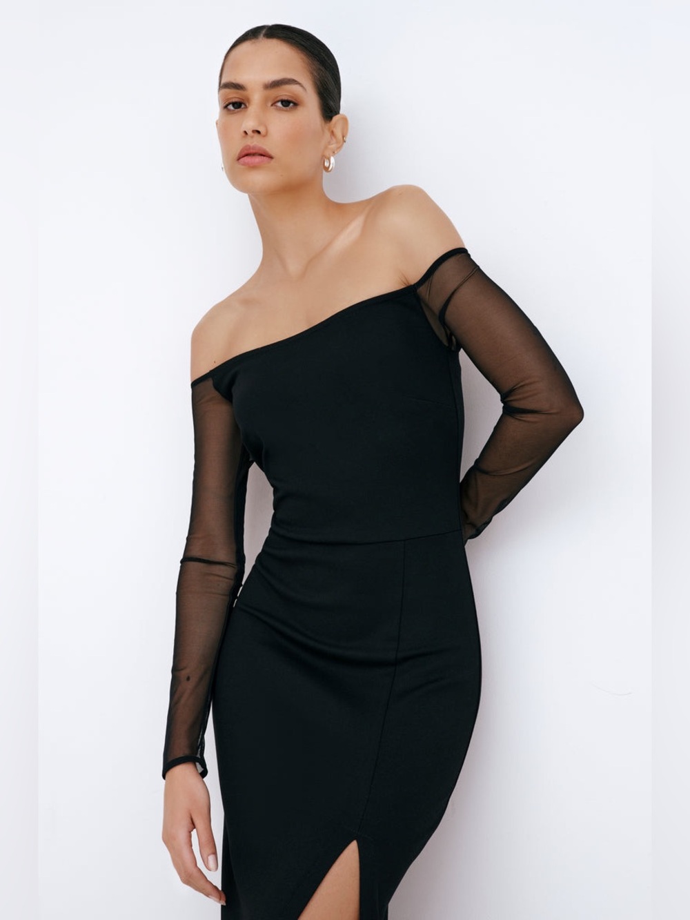 Marcella NYC Marian Dress Gown European Ponte Off Shoulder Size XS - Picture 4 of 17